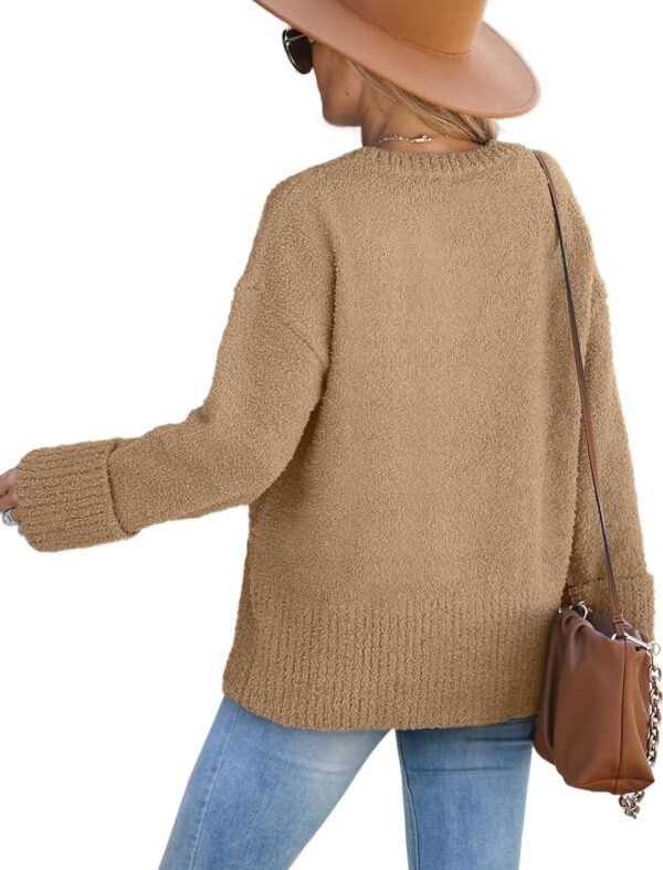 XIEERDUO Oversized Sweaters for Women Crewneck Long Sleeve Fuzzy Knit Warm Pullover Sweater - Image 5