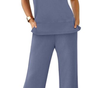XIEERDUO Women's 2 Piece Outfits Summer Travel Tracksuit Wide Leg Pants Matching Sets Loose Loungewear S-3XL