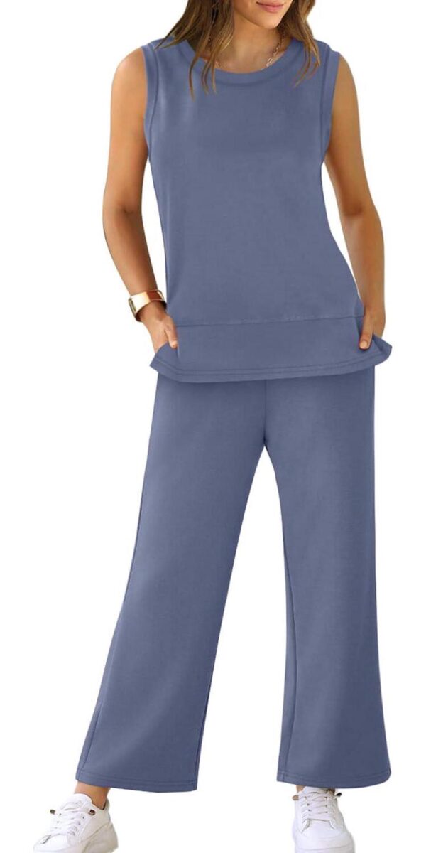 XIEERDUO Women's 2 Piece Outfits Summer Travel Tracksuit Wide Leg Pants Matching Sets Loose Loungewear S-3XL