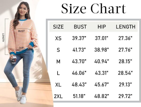 XIEERDUO Womens Crewneck Oversized Sweatshirt Striped Color Block Tops Long Sleeve Shirts Pullover Sweaters Y2K Clothes - Image 5