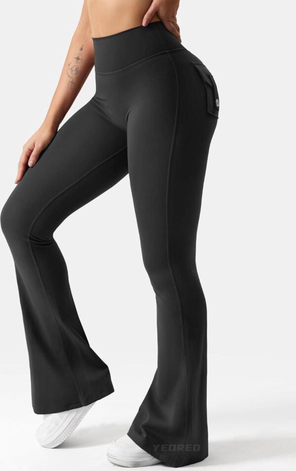 YEOREO Flare Leggings with Pockets for Women Brittany Leggings Workout Leggings for Women Butt Lifting Gym Yoga Leggings - Image 4