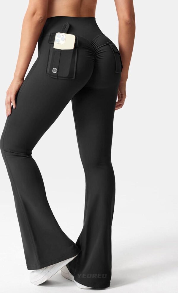YEOREO Flare Leggings with Pockets for Women Brittany Leggings Workout Leggings for Women Butt Lifting Gym Yoga Leggings - Image 2