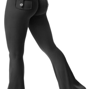 YEOREO Flare Leggings with Pockets for Women Brittany Leggings Workout Leggings for Women Butt Lifting Gym Yoga Leggings