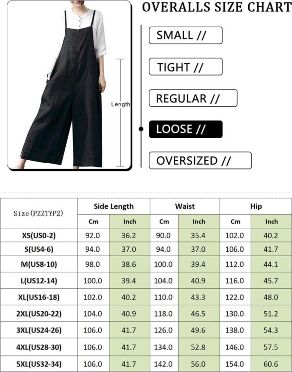 YESNO Women Casual Loose Long Bib Pants Wide Leg Jumpsuits Baggy Cotton Rompers Overalls with Pockets PZZTYP2 - Image 5