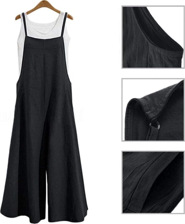 YESNO Women Casual Loose Long Bib Pants Wide Leg Jumpsuits Baggy Cotton Rompers Overalls with Pockets PZZTYP2 - Image 6