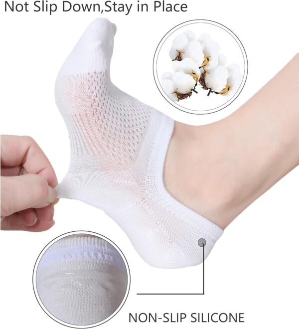 YZKKE No Show Socks Womens Cotton Low Cut Non Slip Casual Socks Invisible Flat Boat Liner Socks 8Pairs - Image 2