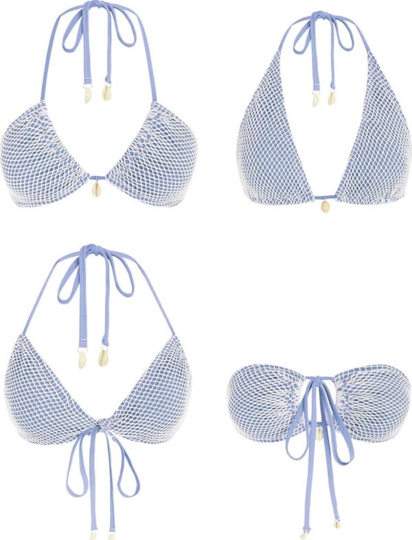 ZAFUL Women's Triangle Bikini Multiway Fishnet Tie Side Bandeau Halter String Bikini Set Two Piece Swimsuit Bathing Suits - Image 3