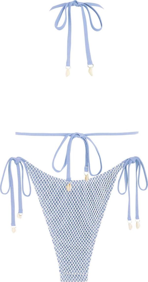 ZAFUL Women's Triangle Bikini Multiway Fishnet Tie Side Bandeau Halter String Bikini Set Two Piece Swimsuit Bathing Suits - Image 2