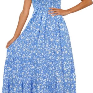 ZESICA Women's 2024 Summer Bohemian Floral Printed Strapless Beach Party Long Maxi Dress