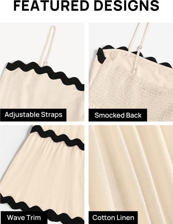 ZESICA Women's 2024 Summer Spaghetti Straps Sleeveless Backless Sundress Flowy Smocked Lace Swing A Line Midi Dress - Image 5