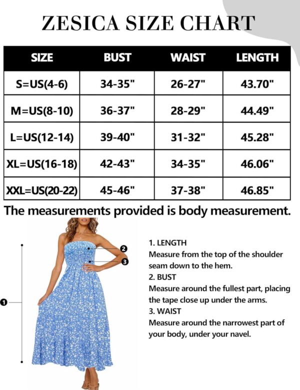 ZESICA Women's 2024 Summer Bohemian Floral Printed Strapless Beach Party Long Maxi Dress - Image 5
