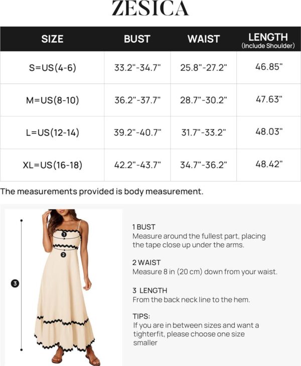 ZESICA Women's 2024 Summer Spaghetti Straps Sleeveless Backless Sundress Flowy Smocked Lace Swing A Line Midi Dress - Image 6