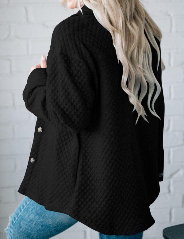 ZESICA Women's Casual Long Sleeve Button Down Loose Lightweight Shacket Shirt Jacket Coat Outerwear with Pockets - Image 9