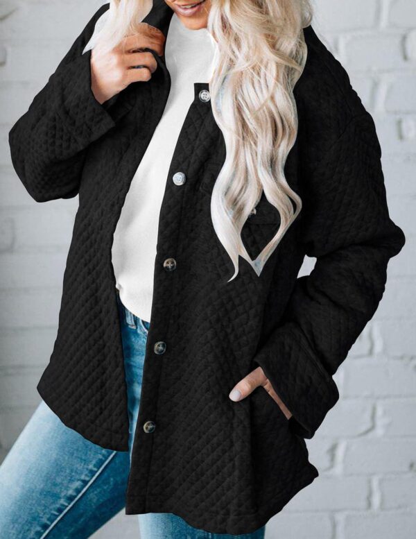 ZESICA Women's Casual Long Sleeve Button Down Loose Lightweight Shacket Shirt Jacket Coat Outerwear with Pockets - Image 2