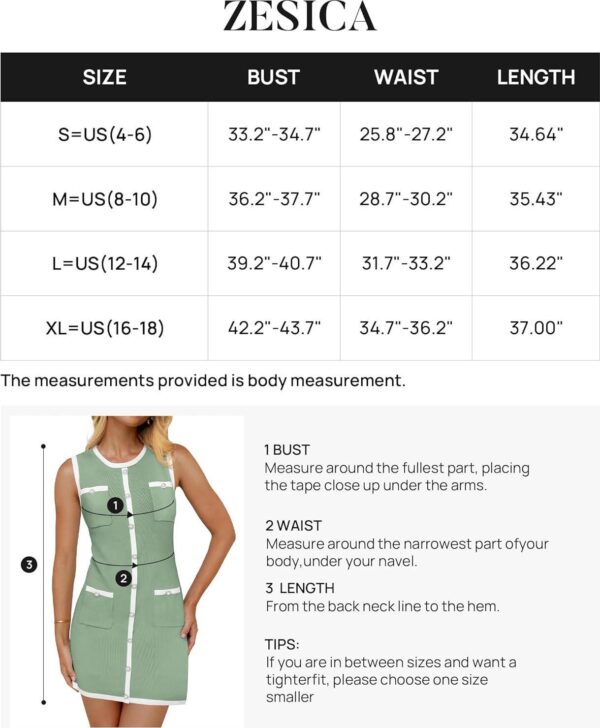 ZESICA Women's Summer Sleeveless Mini Dress Crewneck Button Kint Color Block Bodycon Party Short Dresses with Pockets - Image 6