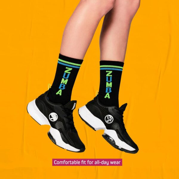 ZUMBA Women s Fired Up High Socks, Bold Black, 2 PK - Image 5