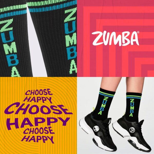 ZUMBA Women s Fired Up High Socks, Bold Black, 2 PK - Image 4