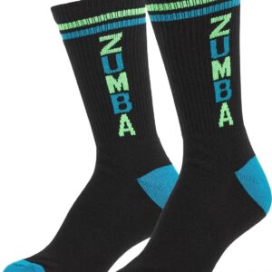 ZUMBA Women s Fired Up High Socks, Bold Black, 2 PK