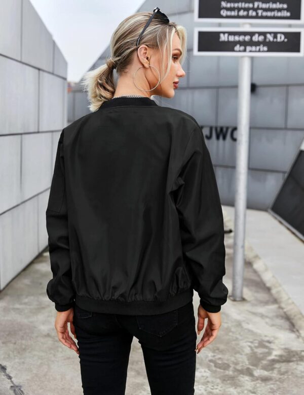 Zeagoo Women's Bomber Jacket Casual Coat Zip Up Outerwear Windbreaker with Pockets S-XXL - Image 5