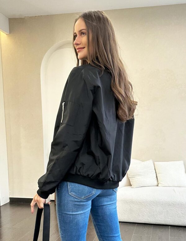 Zeagoo Women's Bomber Jacket Casual Coat Zip Up Outerwear Windbreaker with Pockets S-XXL - Image 4