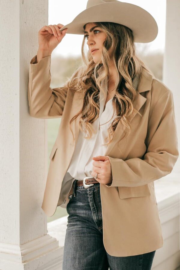 Zeagoo Womens Casual Blazers Pockets Long Sleeve Open Front Work Office Jackets Lapel Button Long Blazer Suit for Bussiness - Image 2