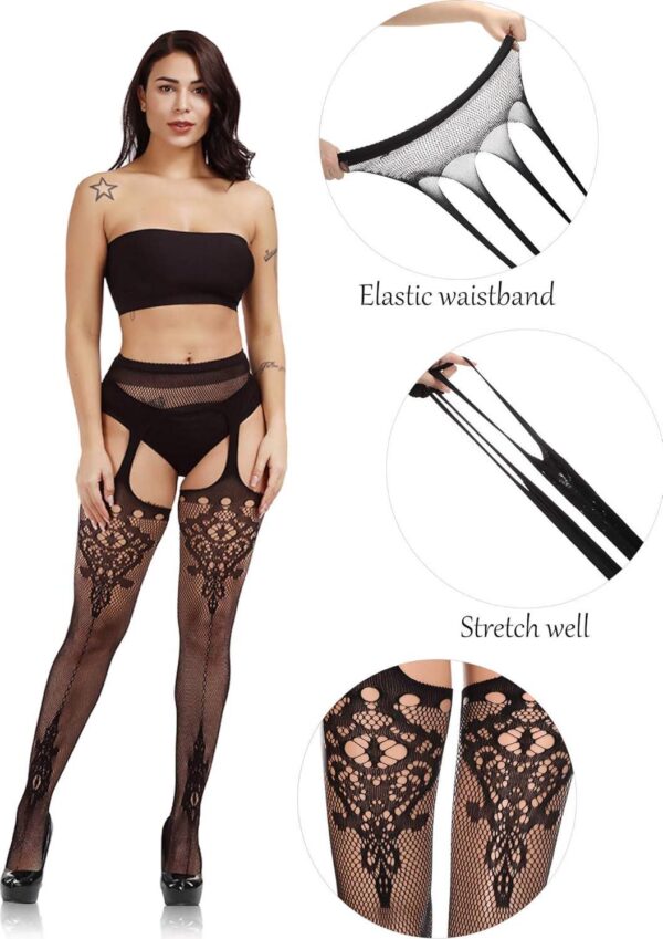 Zhanmai 8 Pairs Women Fishnet Stockings Tights Pantyhose Thigh High Stockings Waist Fishnets - Image 2