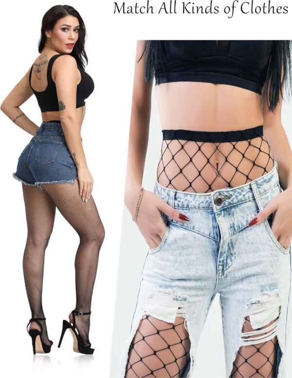 Zhanmai 8 Pairs Women Fishnet Stockings Tights Pantyhose Thigh High Stockings Waist Fishnets - Image 5