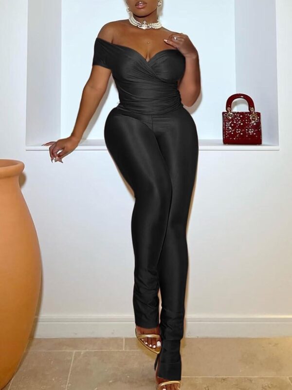 acelyn 2 Piece Outfits for Women Sexy Off Shoulder Tops Bodycon Flared Pant Sets Club Outfits Tracksuit - Image 6