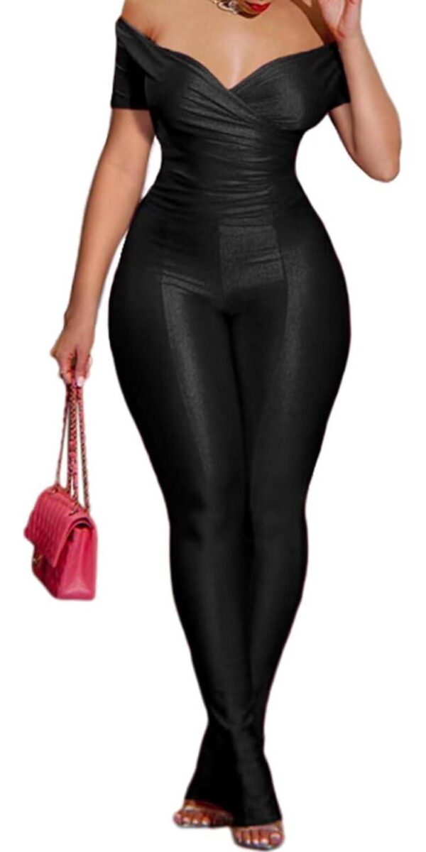 acelyn 2 Piece Outfits for Women Sexy Off Shoulder Tops Bodycon Flared Pant Sets Club Outfits Tracksuit
