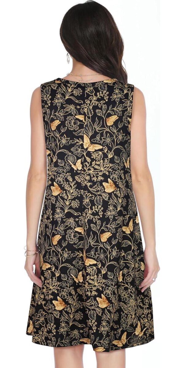elescat Summer Dresses for Women 2024 Casual Beach Sleeveless Floral Print Tank Loose Sundress with Pocket - Image 5