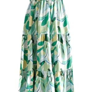 kinstell Women's Summer Boho Spaghetti Strap Square Neck Ruffle Casual Flowy Long Dress Beach Swing Party Maxi Dress