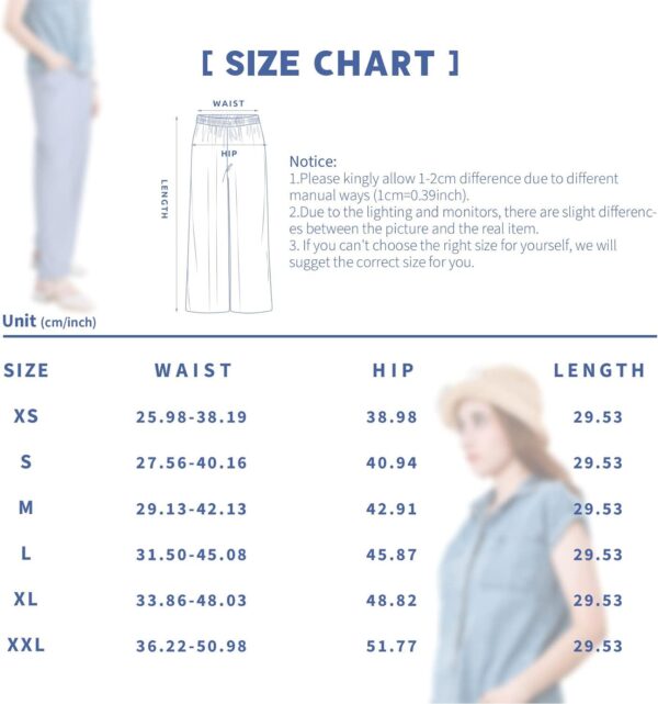 loveimgs Women's Casual Wide Leg Elastic Waist Loose Lightweight Summer Linen Beach Pants Drawstring - Image 5
