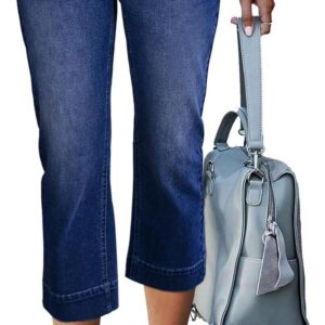 luvamia Capri Jeans for Women High Waisted Slim Straight Stretchy Denim Capris Pants Welt Pockets Casual Cropped Jeans