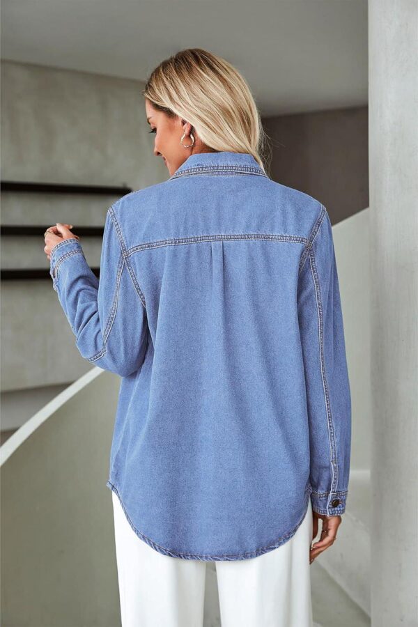 luvamia Denim Jackets for Women Trendy Long Sleeve Button Down Shirt Jacket Jean Shacket with Pocket Western Work Jacket - Image 2
