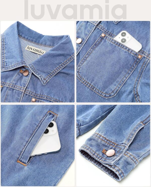 luvamia Denim Jackets for Women Trendy Long Sleeve Button Down Shirt Jacket Jean Shacket with Pocket Western Work Jacket - Image 6