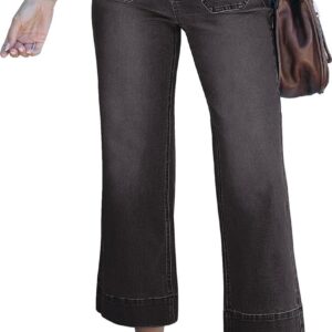 luvamia Wide Leg Jeans for Women Trendy High Waisted Flare Jeans Cropped Denim Pants Stretchy Baggy with Patch Pockets