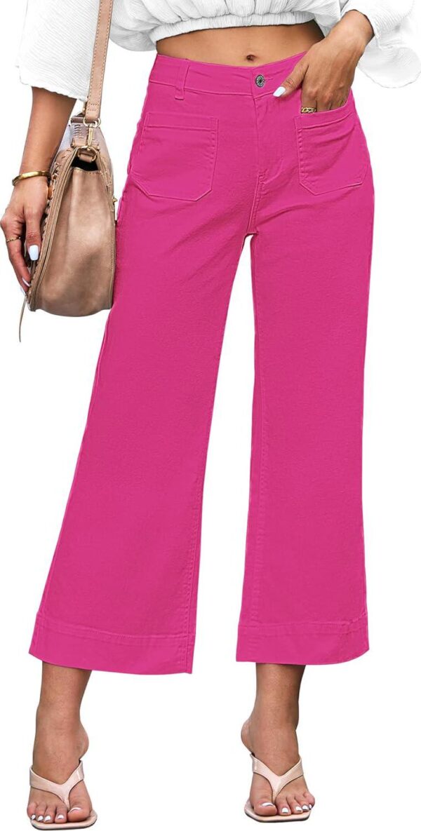 luvamia Wide Leg Jeans for Women Trendy High Waisted Flare Jeans Cropped Denim Pants Stretchy Baggy with Patch Pockets