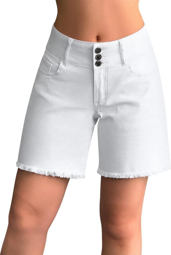 roswear Women's High Waisted Denim Shorts Casual Summer Frayed Hem Long Shorts Baggy Stretchy Jean Shorts Wide Leg Shorts - Image 2