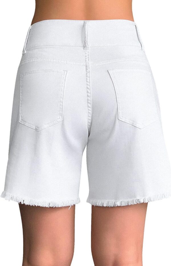 roswear Women's High Waisted Denim Shorts Casual Summer Frayed Hem Long Shorts Baggy Stretchy Jean Shorts Wide Leg Shorts - Image 3