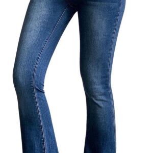 roswear Womens Mid Waist Bell Bottom Stretchy Flare Jeans Pants