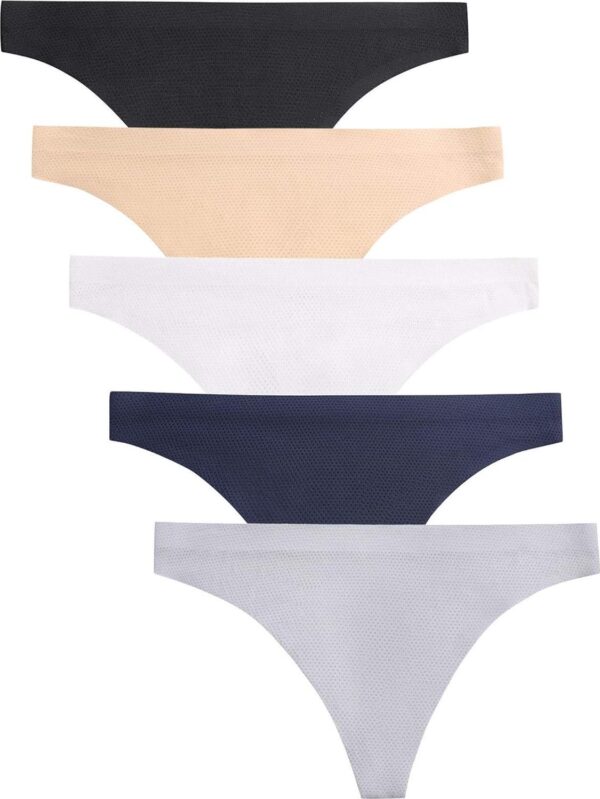 voenxe Seamless Women Underwear Thongs,No Show Ladies Thong,No Line Breathable Comfortable Panties Undies for Women 5-Pack - Image 7